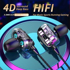 3.5mm Wired Headphones Noise Canceling In-Ear Sports Earphone Dual Driver Bass S