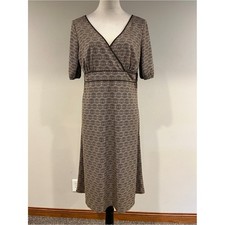 Loft V-Neck Brown fake Wrap-Style short sleeves midi Dress size 10