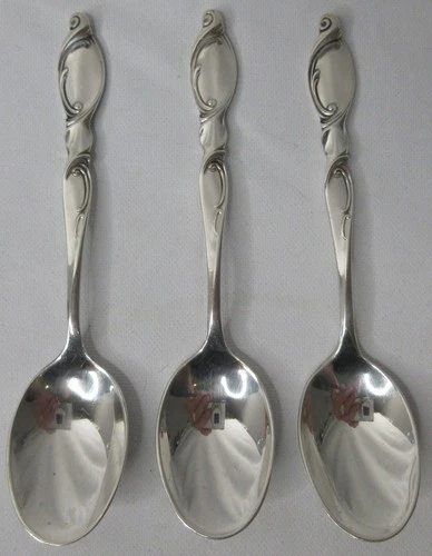 (3) Silver Swirl by Wallace Sterling Silver Demitasse Spoon 4" Vintage c. 1955