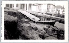 Vtg B&W Snapshot Storm Damage Eroded Seawall Allenhurst New Jersey View 1954