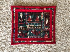 Small Handmade Quilted Santa Wall Hanging 12 X 10 1/2"