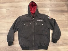 Snap-On Tools Men's Hooded Jacket Black Coat Large Cotton w/ Polyester Lining