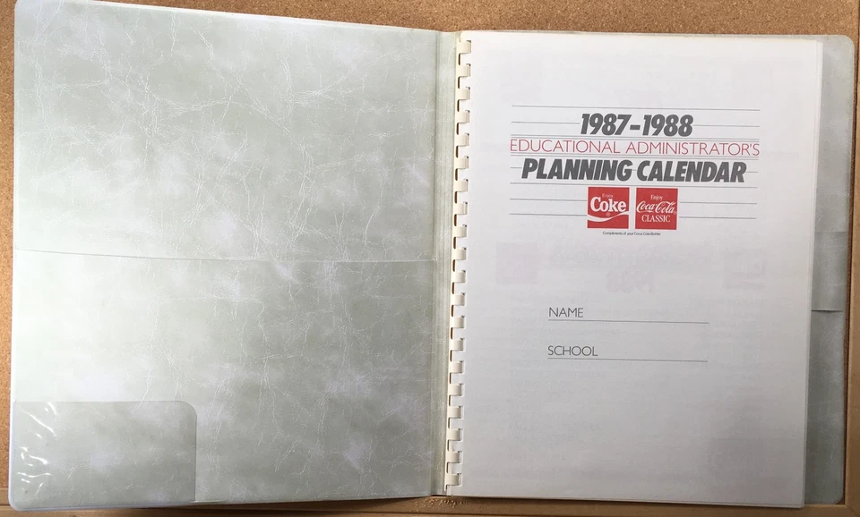1987-88 COCA~COLA WEEKLY EDUCATIONAL ADMINISTRATOR'S PLANNING CALENDAR UNUSED - Image 2 of 4