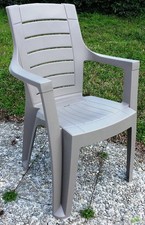 POLTRONA CON BRACCIOLI SEDIA RESINA 60x56x89h ANTIURTO GIARDINO ESTERNO TORTORA