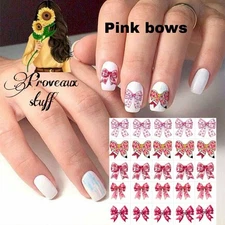 Pink Bows Waterslide Nail Decals Set Of 50 Instructions Bonus SP