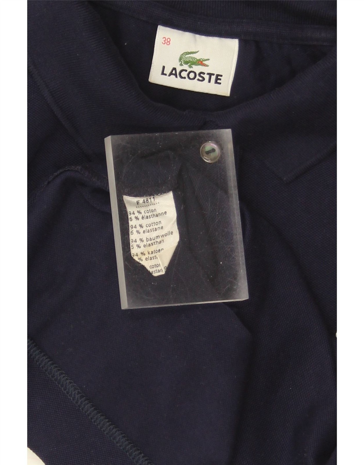 LACOSTE Womens Polo Shirt Size 38 Medium Navy Blue Cotton DS46 thumbnail 3