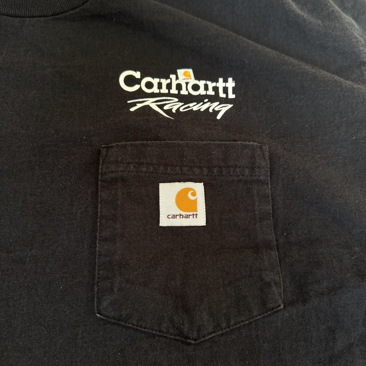 Carhartt USA製 ダッフルバッグ ロゴ　90s レア vintage VERY Rare Vintage 90s Black Carhartt Racing Faded Pocket T Shirt