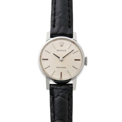 ROLEX Precision 2649 Manual Cal.1400 Silver Dial Leather Women's
