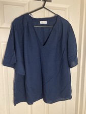 Papaya Size 16 Ladies Shirt Blouse Top Navy Blue Short Sleeve