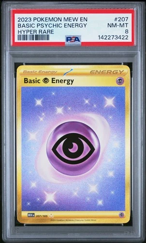 2023 POKEMON MEW EN-151 HYPER RARE #207 BASIC PSYCHIC ENERGY PSA 8