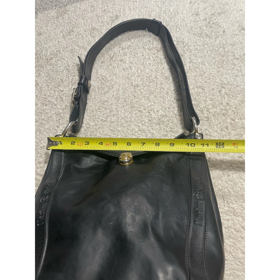 De Colección Marino Orlandi Bucket Bolso Hombro Bandolera Cuero Italiano Negro Foto 3 de 4