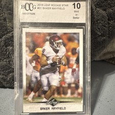 Leaf Rookie Star 2018 #01 Baker Mayfield BCCG 10 Football Card. rookie card picture