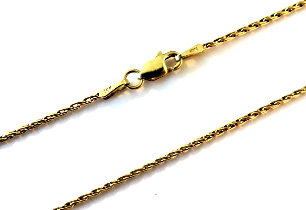 Unique Real Solid 14K Yellow Gold  thin wheat Cha… - image 1