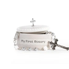 White My First Rosary and Keepsake Box, Blessed Baptism Gifts for Girl or Boy...