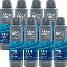 8x Pack Dove Men Clean Comfort 72 HR Antiperspirant Deodorant Spray, 150ml