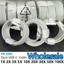 Lot PD 60W USB-C to USB-C Cord Fast Charging Cable Type C Quick Data SYNC Cable