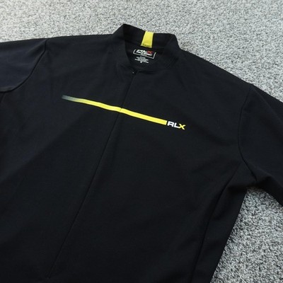 RLX Polo Sport Ralph Lauren Cycling Jersey Shirt Mens M Black Zip Reflective Top