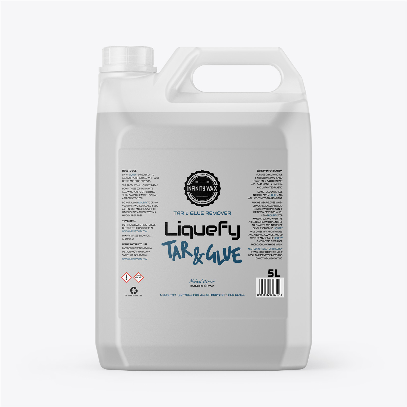 Infinity Wax Liquefy Tar & Glue Remover Instant Action Cleaner Tool 5L ICLLFY5L - Image 3