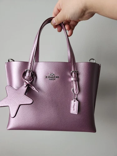 Borsa Coach Mollie Tote Bag 25 CX253 in rosa metallizzato limitata nuova con etichetta
