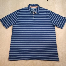 Cutter & Buck Polo Shirt Adult 3XL 3XT Men's Blue Stripe Short Sleeve Golf