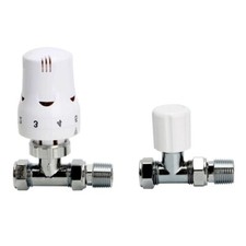 Basic White TRV Valves Straight – With Lock Valve Set for 15mm