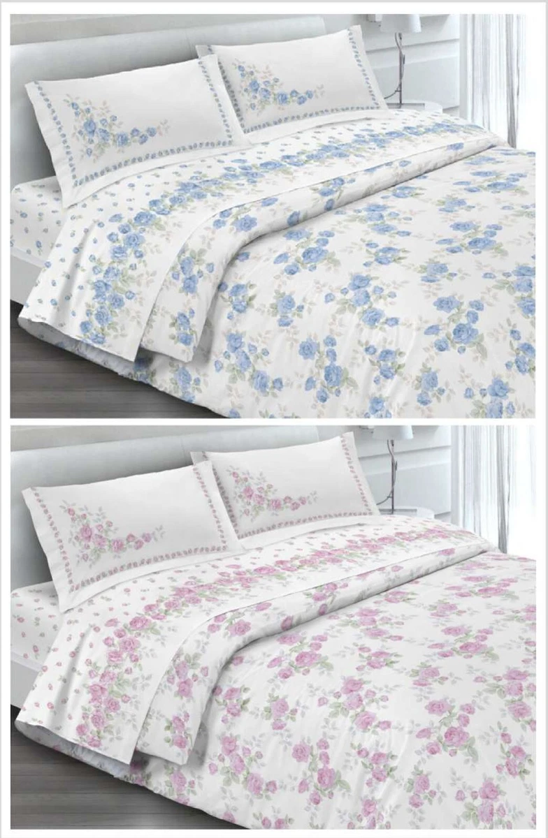 Country Rose Rose - Set copripiumino con motivo floreale, 3 pezzi, 1 copripiumino e 2 federe, 100% cotone