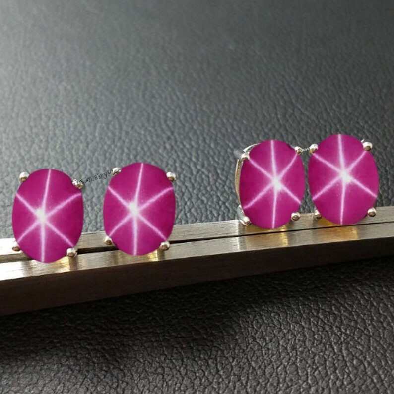 Stud Ruby Star Lindy Earring, Women's Pink Lindy Star Sapphire Earring