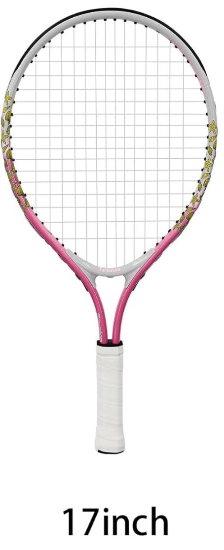 Senston 17&rdquo; Inch Youth Tennis Racket Beginners Kids Racquet 4" Grip, Pink/White