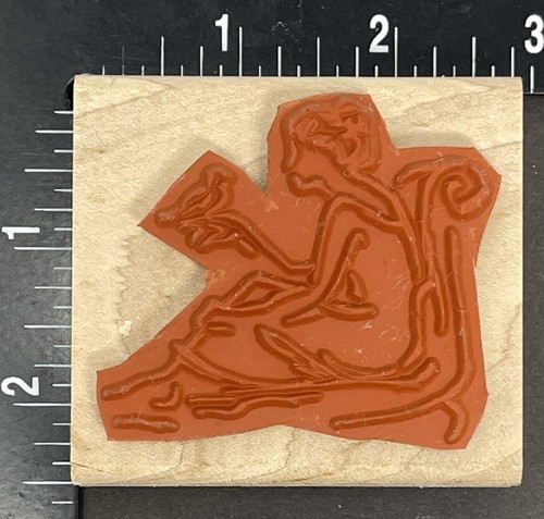 Damen Dame gesichtslos Porträt Halter Vogelstuhl dramatische Skizze Holz Gummistempel - Bild 2 von 3