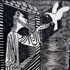 Gerhard Marcks 1889 Berlin / Noah mit Taube / Holzschnitt, handsigniert / um1940