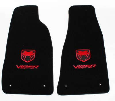 NEW! BLACK FLOOR MATS 2003-2006 Dodge Viper With Red SRT10 Embroidered Logo LOOK