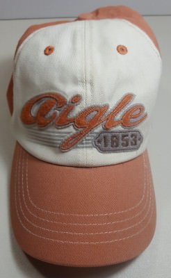 AIGLE 1853 OUTFITTERS Cap Adjustable Strapback Distressed One Size Hat Orange
