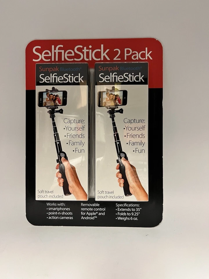 Sunpak Selfie Stick Bluetooth SOFT POUCH INLCUDED 2-PACK (NIB) - Image 3 of 4