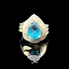 vintage 925 sterling silver light blue topaz gemstone ring size 6