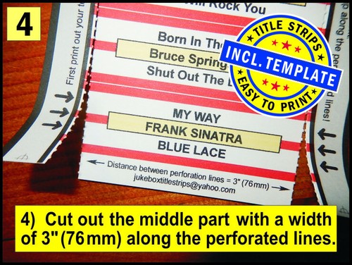 #A+B) ⭐ 210 Jukebox Title Strips MIXED-SET ⭐ BLANK SHEEDS incl. PRINT TEMPLATE - Picture 6 of 22