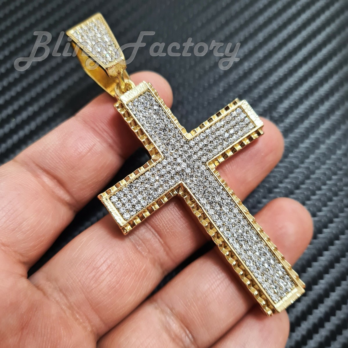 ICED OUT GOLD PLATED HOLY LARGE CROSS HIP HOP