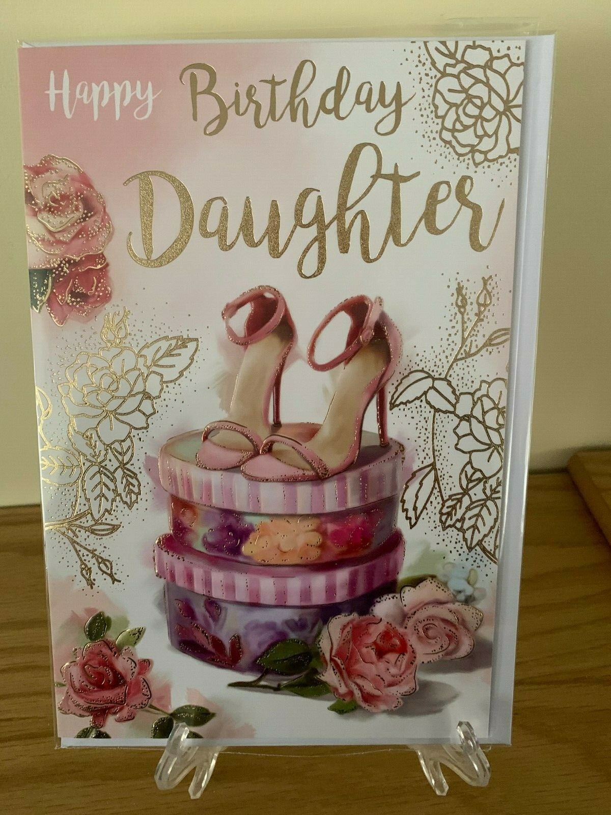 FEMALE BIRTHDAY CARD HAPPY BIRTHDAY DAUGHTER - GOLD FOIL QUALITY CARD
