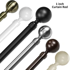 1" Diameter Ball Single Window Treatment Curtain Rod, 28"-48"/48"-84"/84"-120"