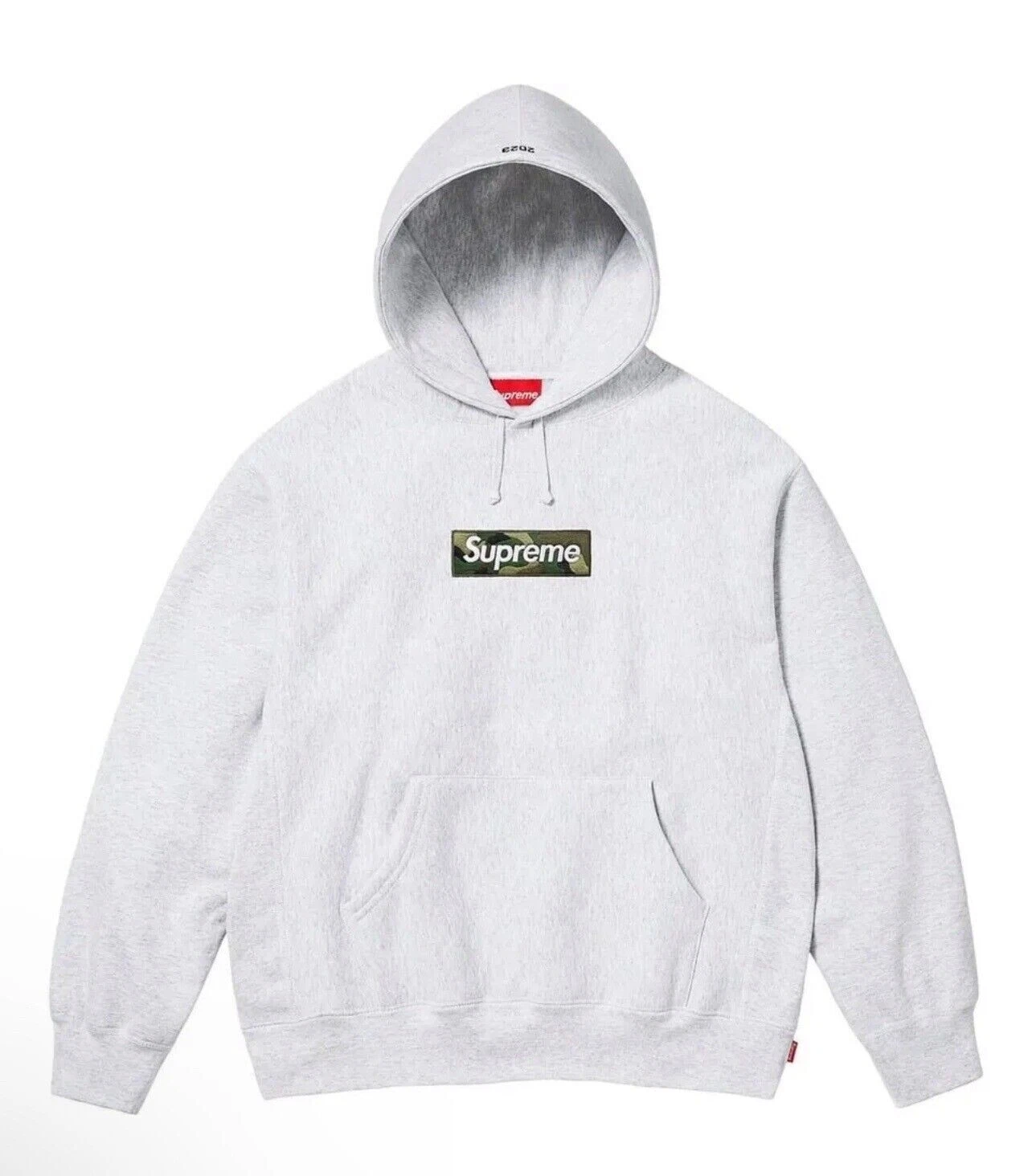 Sweat shirt à capuche logo Supreme Box (FW23) gris cendres taille grande   LIVRAISON RAPIDE