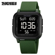 SKMEI Watch Men Square Alarm Electronic Digital Wristwatch Boys Girls Stopwatch