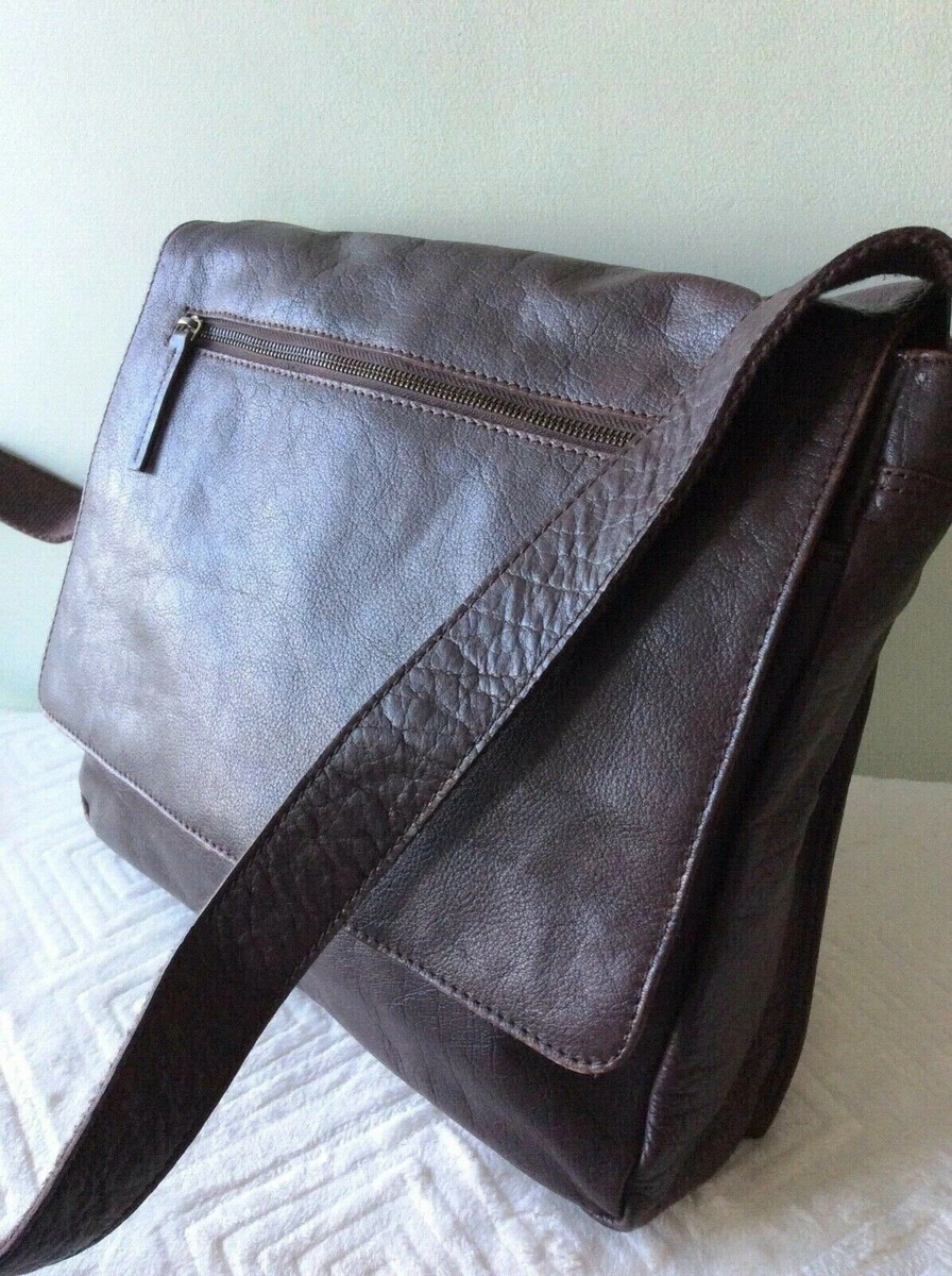 CLARKS borsa tracolla pelle morbida goffrata marrone foderata tessuto dim. medie