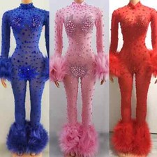 Singer Rhinestones Jumpsuit Dance Clothing Multi Color Stretch Bodysuit Costume