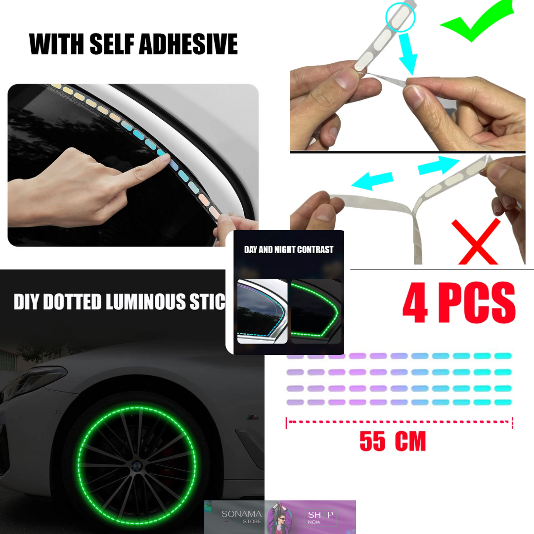 ✨4Pcs Reflective Car Interior Exterior Decoration Vinyl Decal Sticker Accessorie