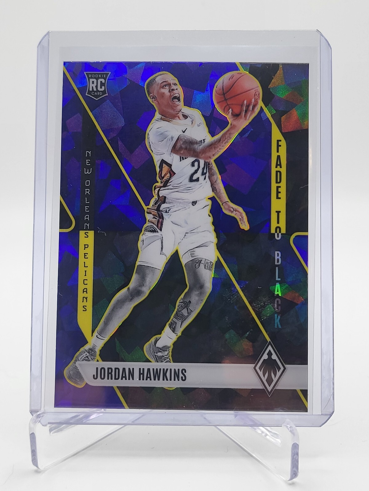 2023-24 Panini Phoenix 24 Jordan Hawkins Fade To Black Blue Ice RC Pelicans Card