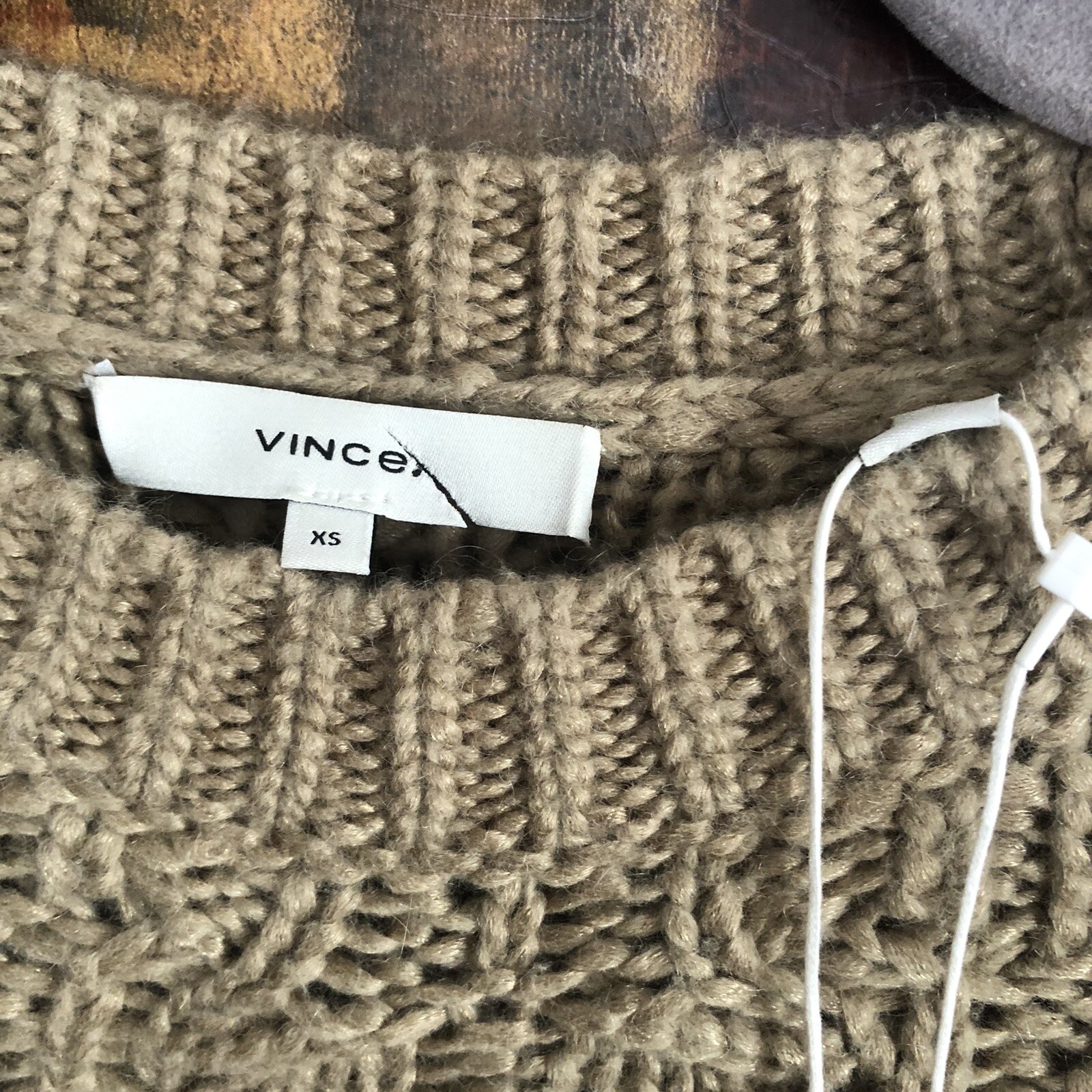 VINCE  WOOL & Mohair Verigated CABLE Crew KNIT SW… - image 7