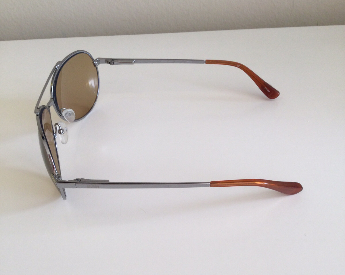 Stussy Silver/Amber Rocco Vintage Aviator Sunglasses | eBay