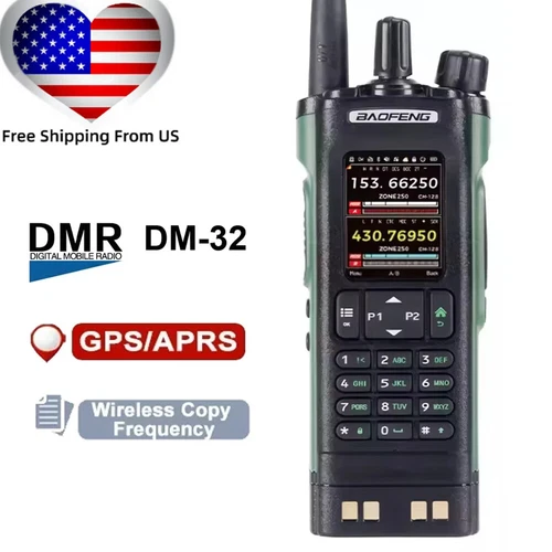 US BAOFENG DM32 DMR Walkie Talkie 10W Digital Simulation GPS APRS Air Band Funk - Bild 1 von 17