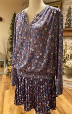 GAP Womens Floral Print Smock Tunic Peasant Dress Long Sleeves MEDUIM $69 MSRP