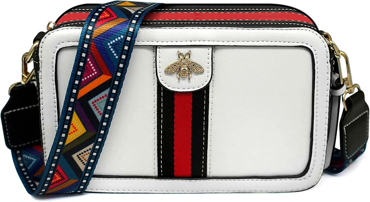 Designer Bee Crossbody Purse for Women PU Leather Shoulder Handbag
