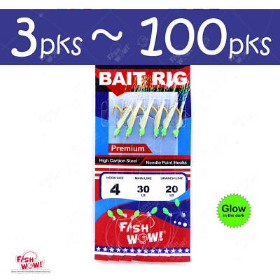 Fishing Glow sabiki Size 4 Premium piscatore Bait Rigs FW467 Fish Skin 6-hook
